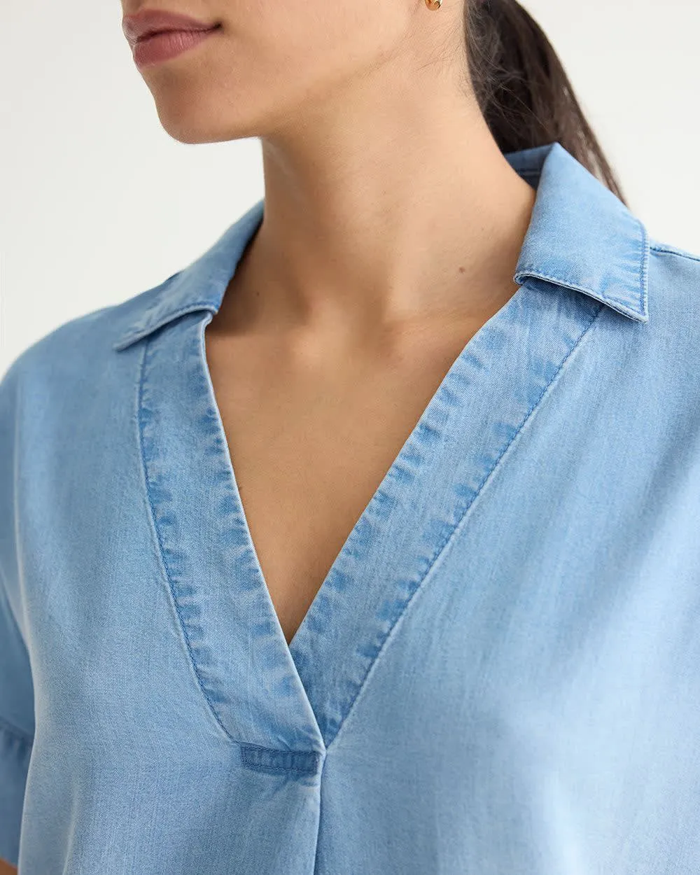 Short-Sleeve Tencel Blouse with Shirt Collar sold by Reitmans product image thumbnail 4