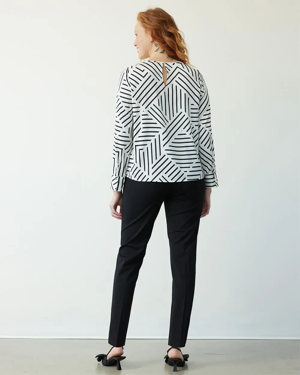 Long-Sleeve Crew-Neck Satin Blouse sold by Reitmans product image thumbnail 2