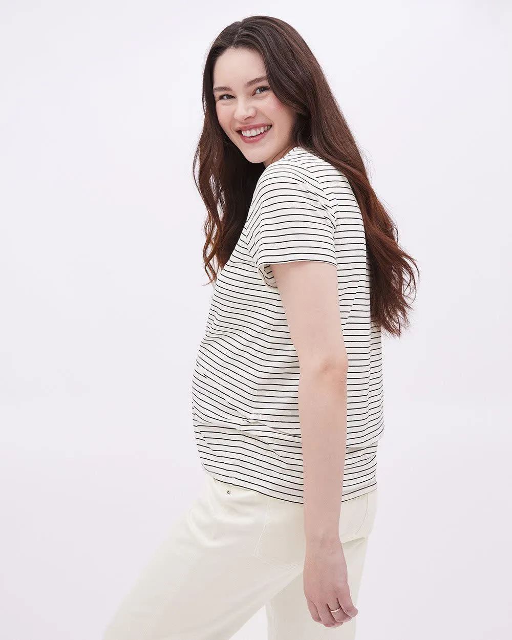 Striped Short-Sleeve Nursing Tee - Thyme Maternity sold by Reitmans product image thumbnail 3
