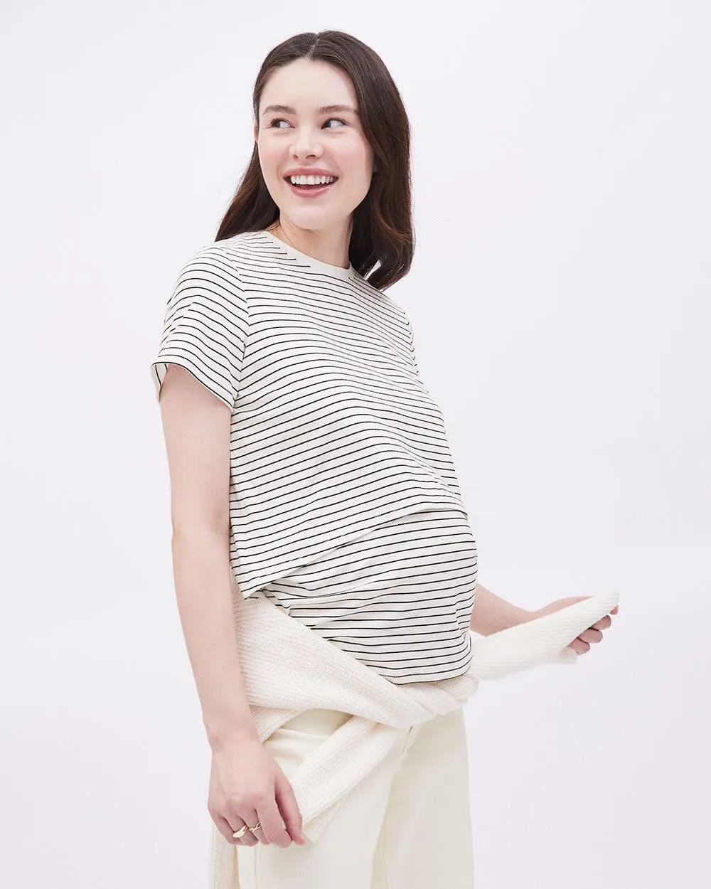 Striped Short-Sleeve Nursing Tee - Thyme Maternity sold by Reitmans product image thumbnail 4