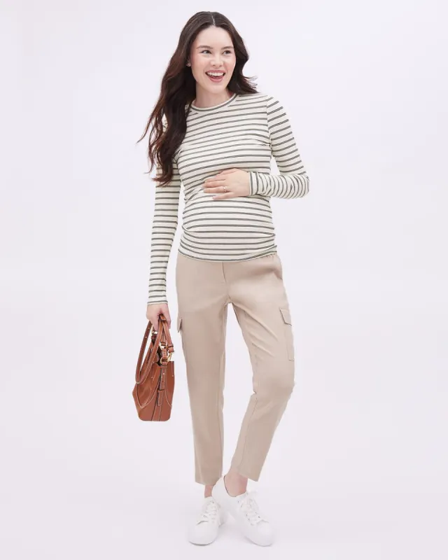 Long-Sleeve Crew-Neck Ribbed Tee - Thyme Maternity sold by Reitmans