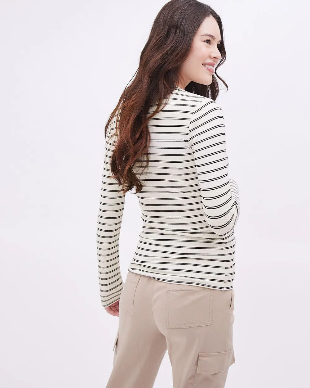 Long-Sleeve Crew-Neck Ribbed Tee - Thyme Maternity sold by Reitmans product image thumbnail 3