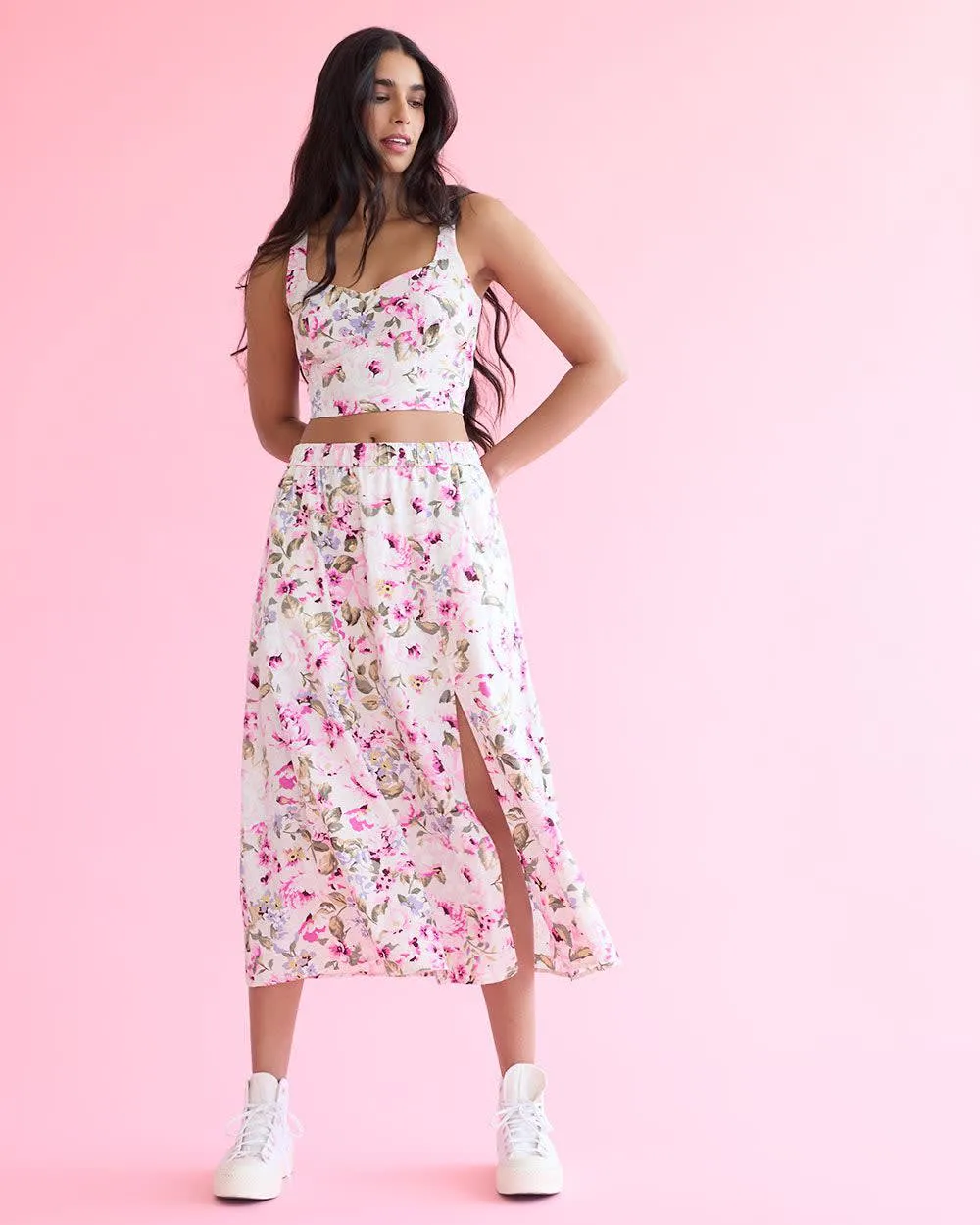 Linen-Blend Midi Skirt with Front Slit sold by Reitmans product image thumbnail 3