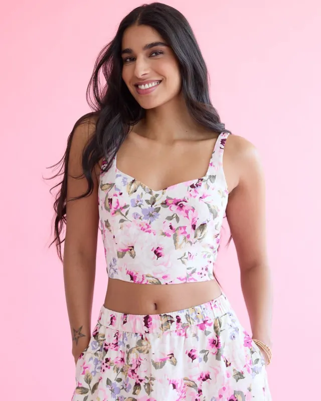 Linen-Blend Bustier Top with Sweetheart Neckline sold by Reitmans
