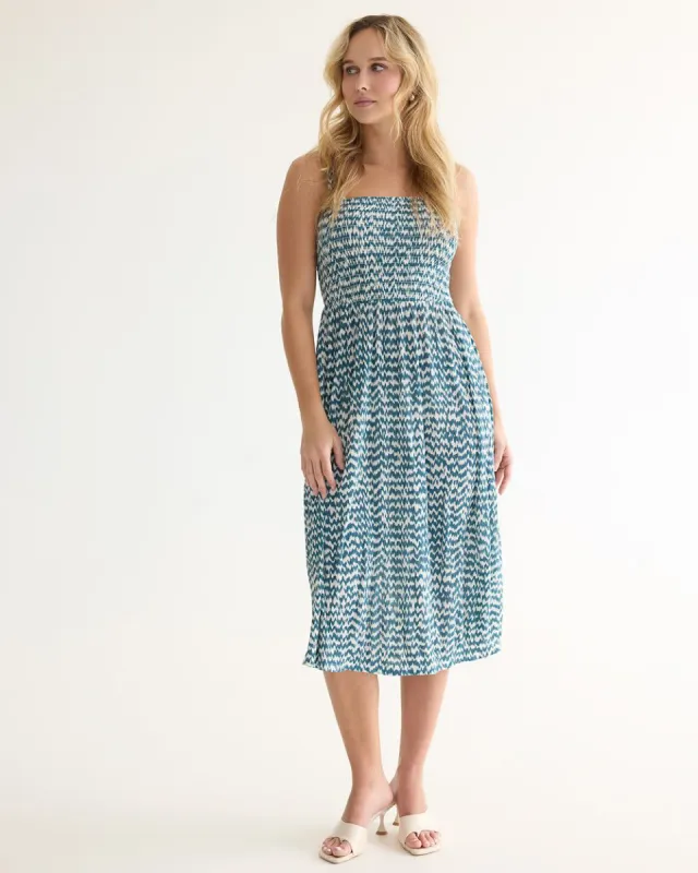 Sleeveless Midi Dress with Smocked Top sold by Reitmans