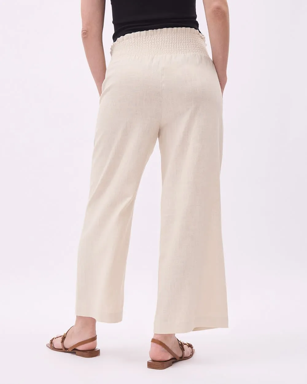 Linen-Blend Cropped Pant with Elastic Waistband - Thyme Maternity sold by Reitmans product image thumbnail 3