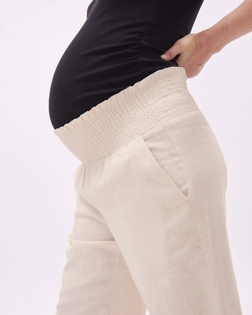 Linen-Blend Cropped Pant with Elastic Waistband - Thyme Maternity sold by Reitmans product image thumbnail 4