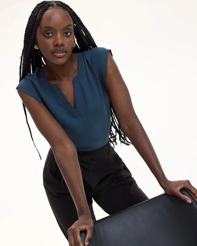 Cap-Sleeve Blouse with Split Neckline - R Essentials sold by Reitmans