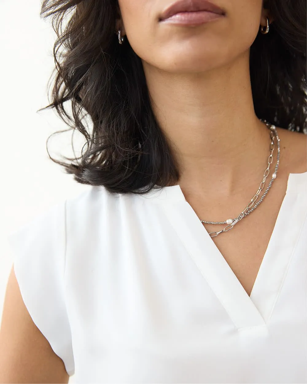 Cap-Sleeve Blouse with Split Neckline - R Essentials sold by Reitmans product image thumbnail 4