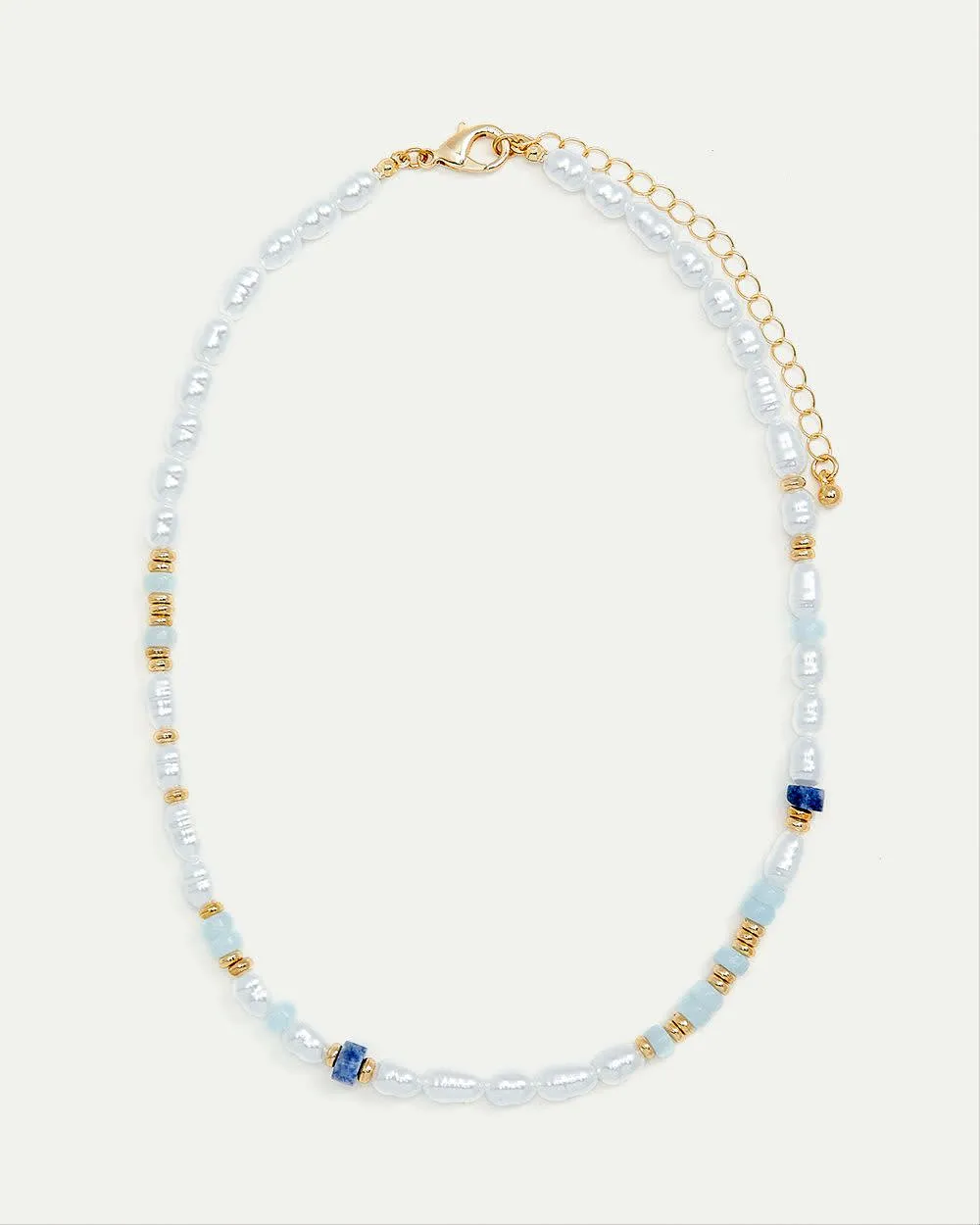 Short Necklace with Blue Beads and Pearls sold by Reitmans product image thumbnail 2