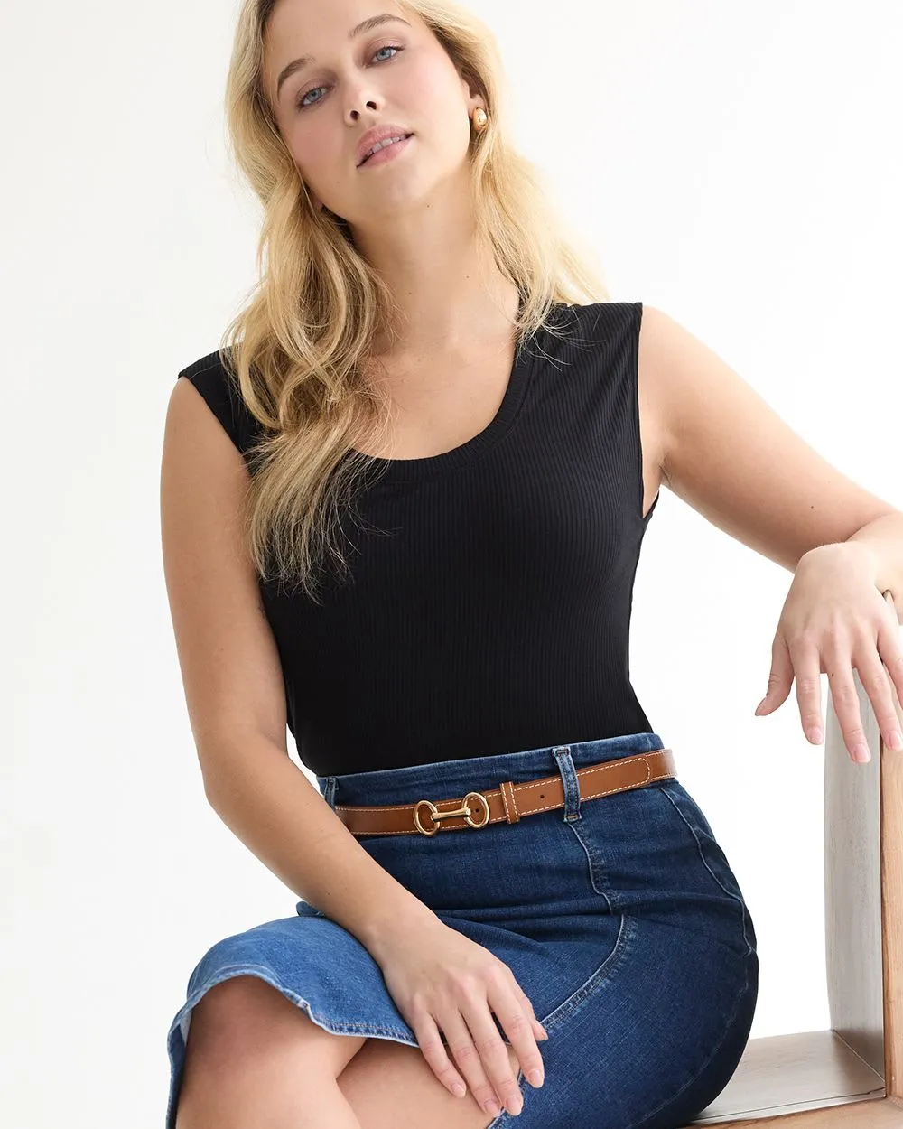 Extended-Sleeve Scoop-Neck Ribbed Tee sold by Reitmans product image thumbnail 3