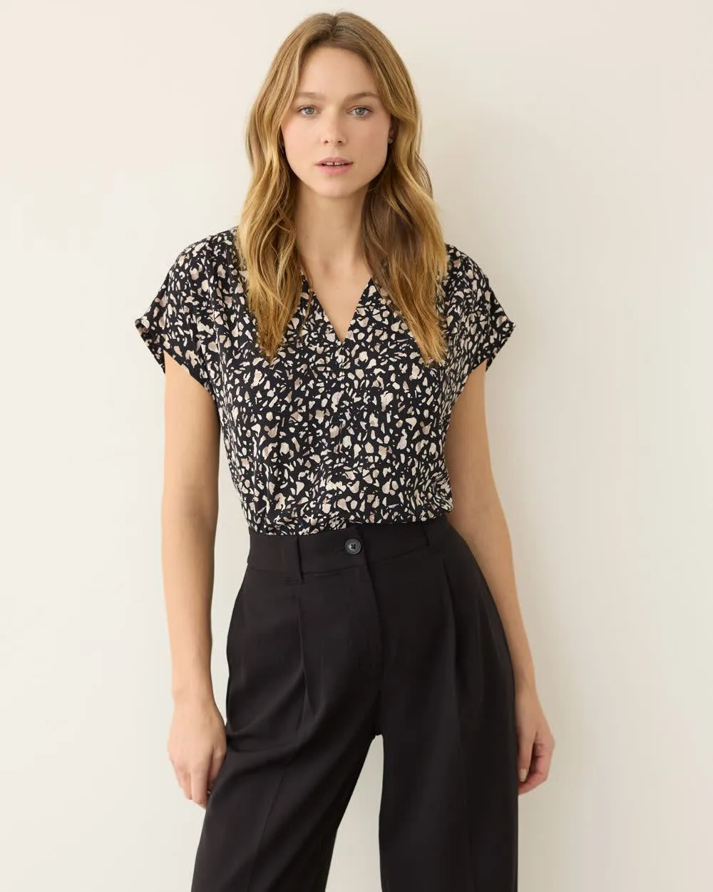 Short-Sleeve V-Neck Blouse sold by Reitmans