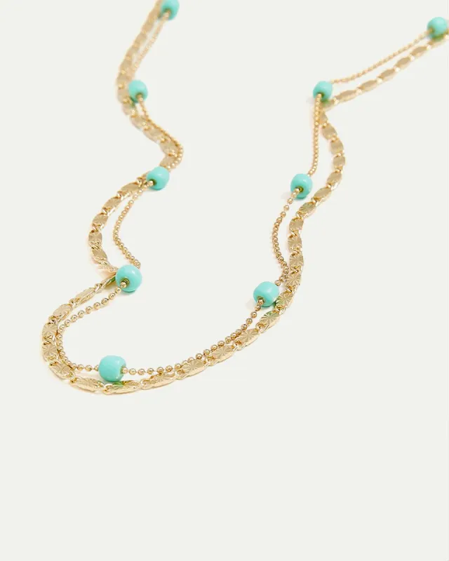 Double-Layer Short Necklace with Turquoise Beads sold by Reitmans