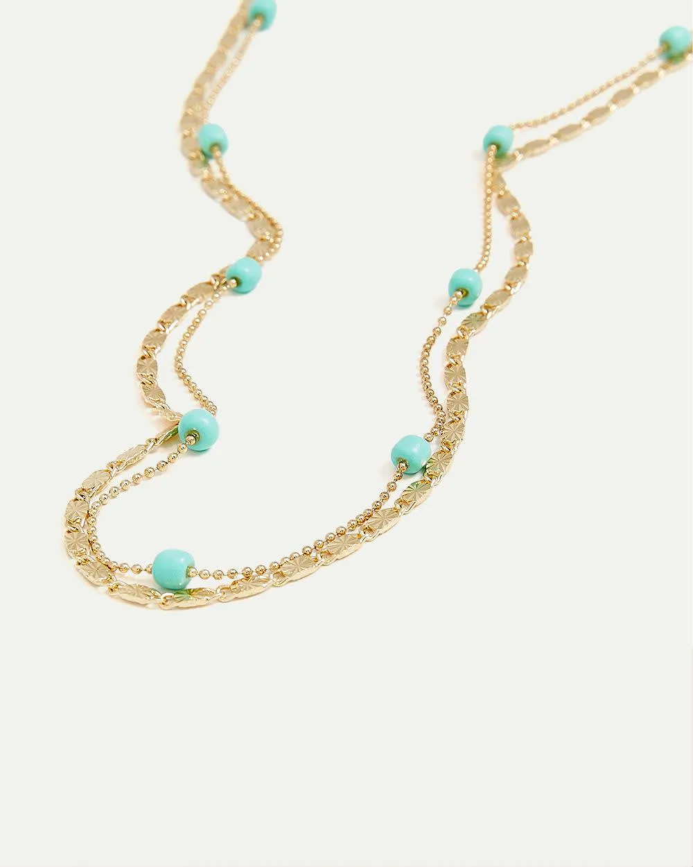 Double-Layer Short Necklace with Turquoise Beads sold by Reitmans