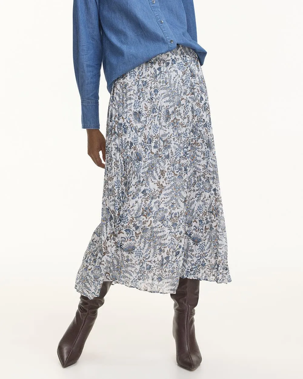 Pleated Chiffon Midi Skirt sold by Reitmans