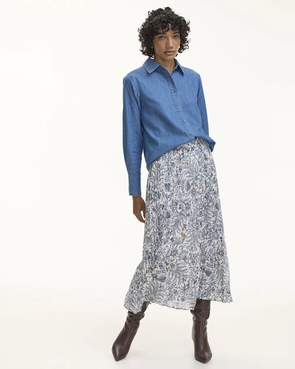 Pleated Chiffon Midi Skirt sold by Reitmans product image thumbnail 3