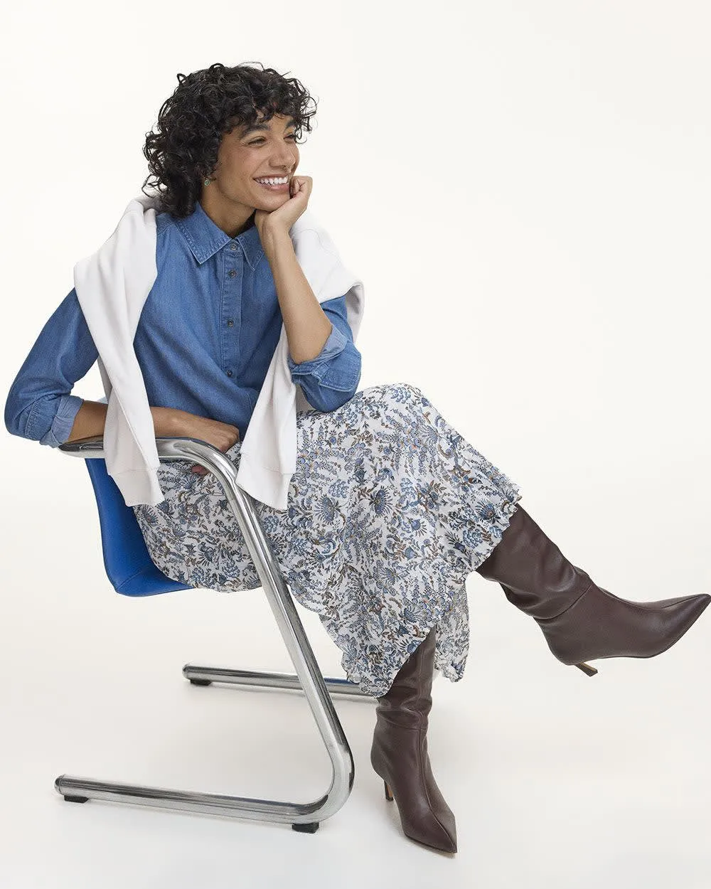 Pleated Chiffon Midi Skirt sold by Reitmans product image thumbnail 4