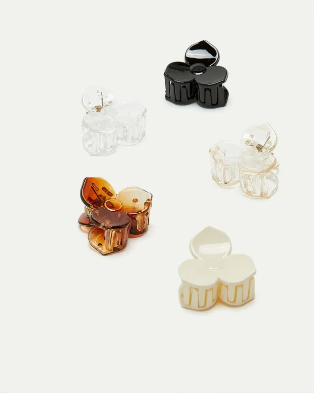Mini Flower Hair Clips - Set of 5 sold by Reitmans