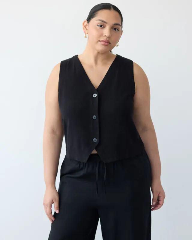 Sleeveless Buttoned-Down Vest sold by Reitmans