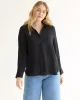 Long-Sleeve Loose Blouse with Shirt Collar sold by Reitmans