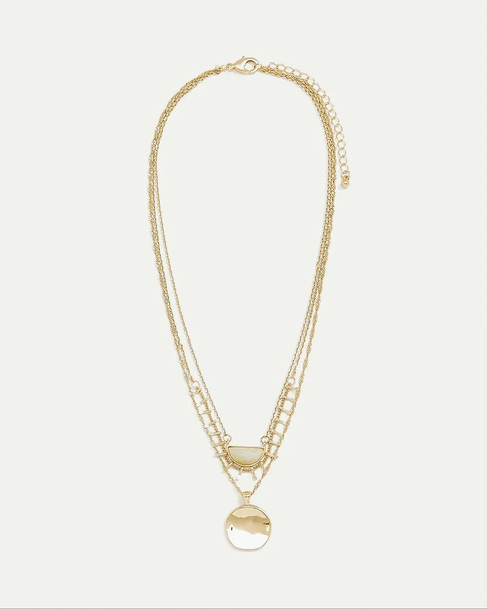 Three-Chain Necklace with Half-Moon Stone Pendant sold by Reitmans product image thumbnail 2
