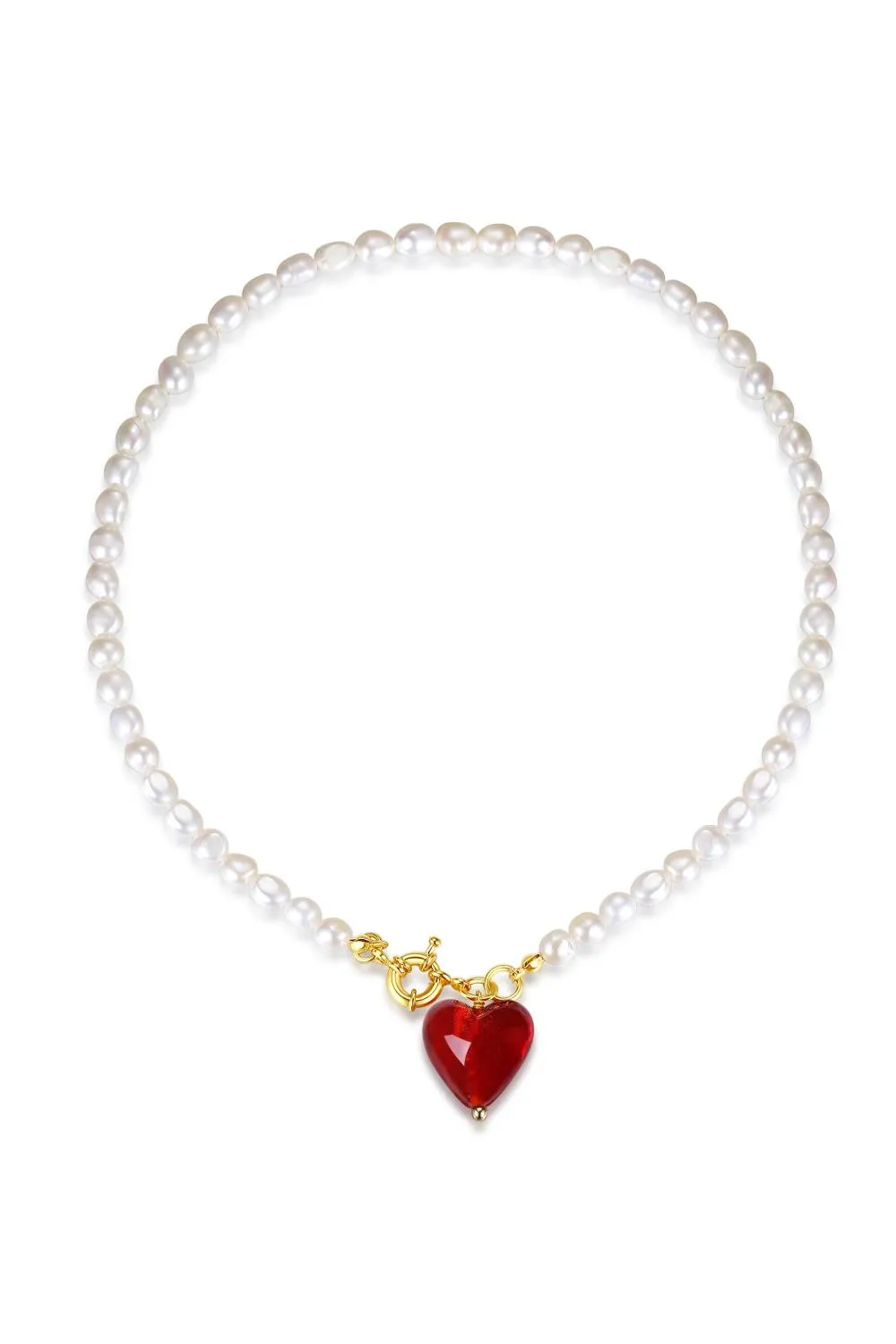 Classicharms-Esmée Glaze Heart Pendant Pearl Necklace sold by Reitmans