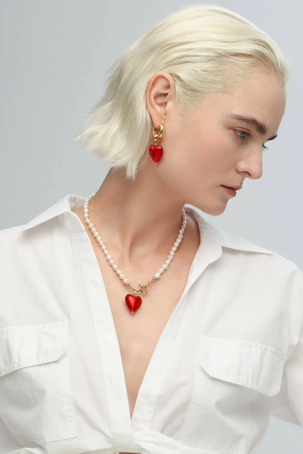 Classicharms-Esmée Glaze Heart Pendant Pearl Necklace sold by Reitmans product image thumbnail 3