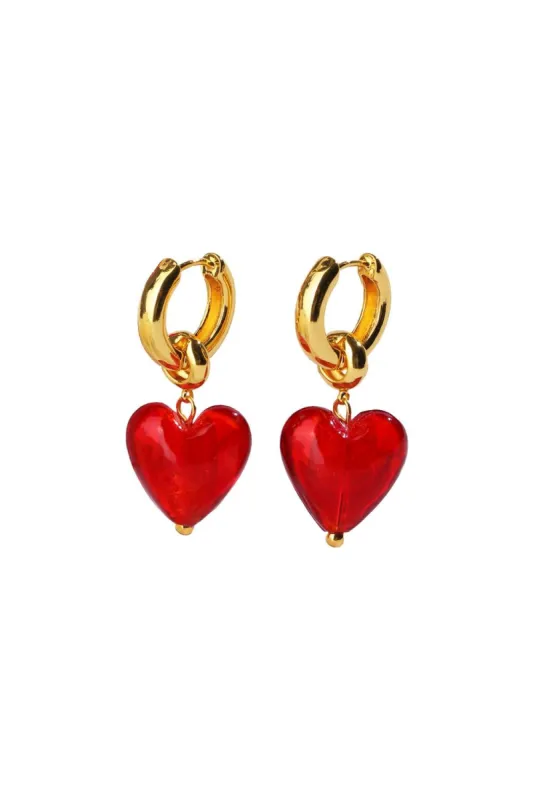 Classicharms-Esmée Glaze Heart Dangle Earrings sold by Reitmans