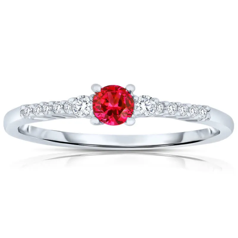Genevive Sterling Silver White Gold Plating with Colored Cubic Zirconia Ring sold by Reitmans