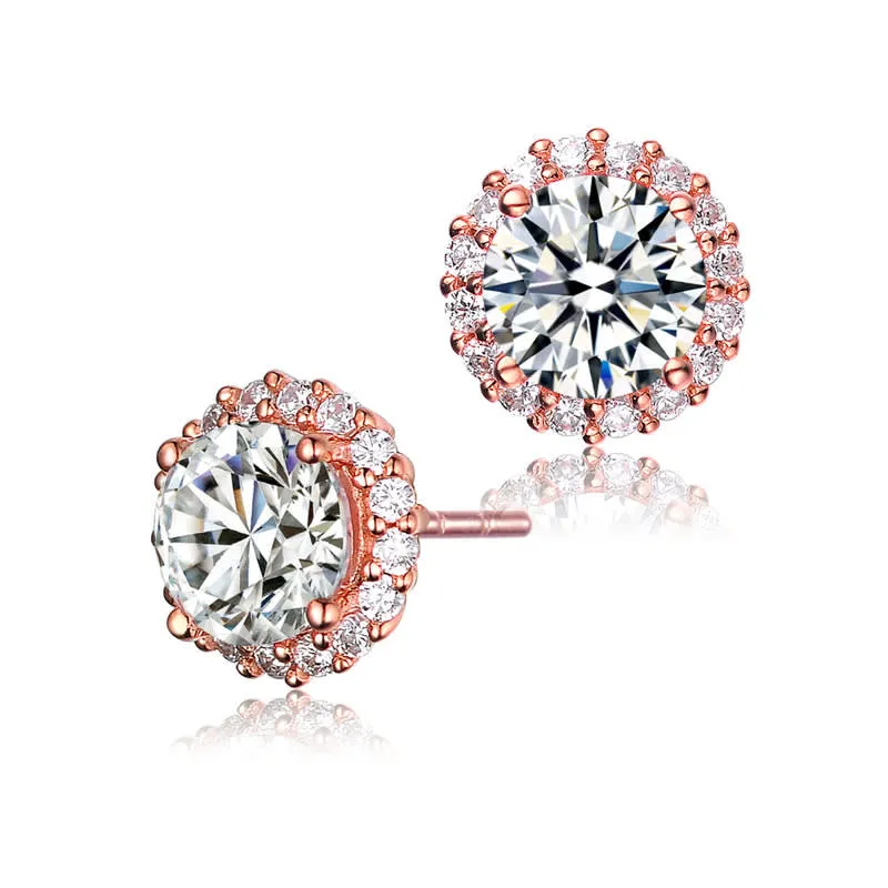 Genevive Sterling Silver with Clear Cubic Zirconia Button Stud Earrings sold by Reitmans product image thumbnail 2