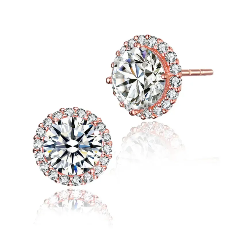 Genevive Sterling Silver with Clear Cubic Zirconia Button Stud Earrings sold by Reitmans product image thumbnail 3