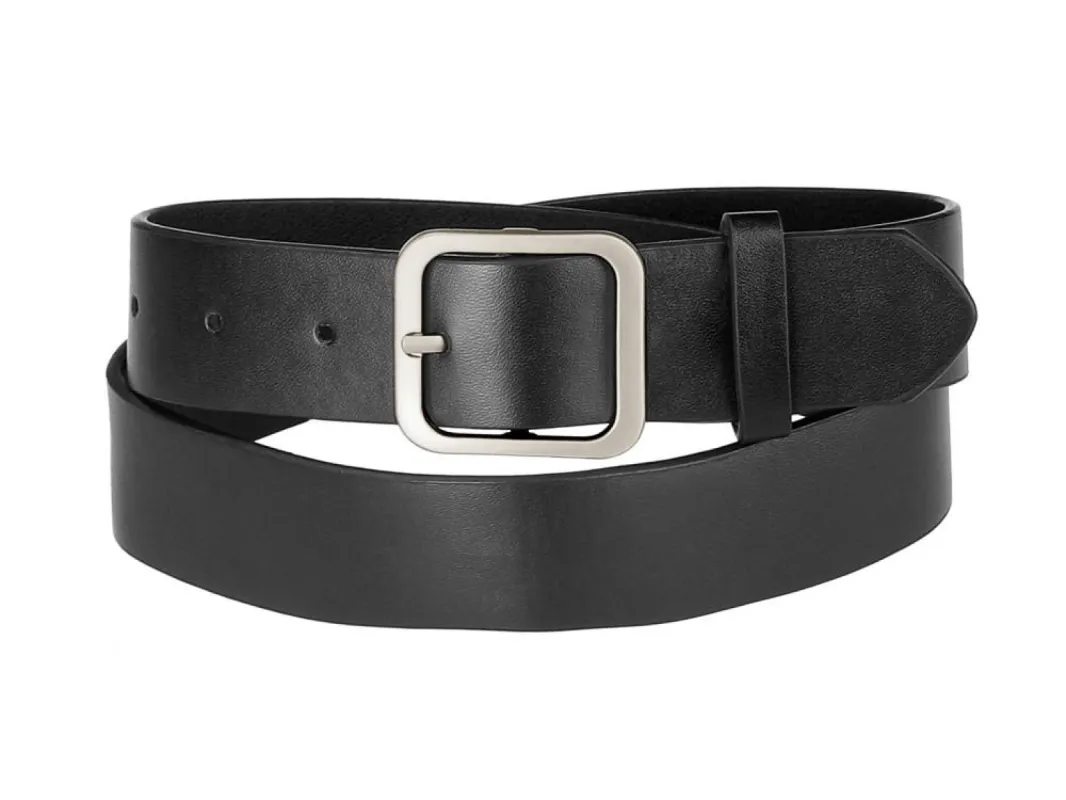 Allegra K- Square Pin Silver Buckle Wide Leather Waist Belt sold by Reitmans