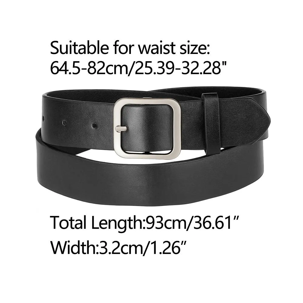 Allegra K- Square Pin Silver Buckle Wide Leather Waist Belt sold by Reitmans product image thumbnail 3