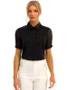 Allegra K- Button Down Sheer Point Collar Top sold by Reitmans
