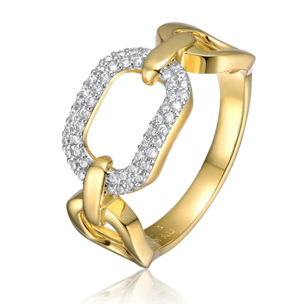 Rachel Glauber 14k Gold Plated with Cubic Zirconia Pave Triple Chain Link Ring: Size 7 sold by Reitmans product image thumbnail 2