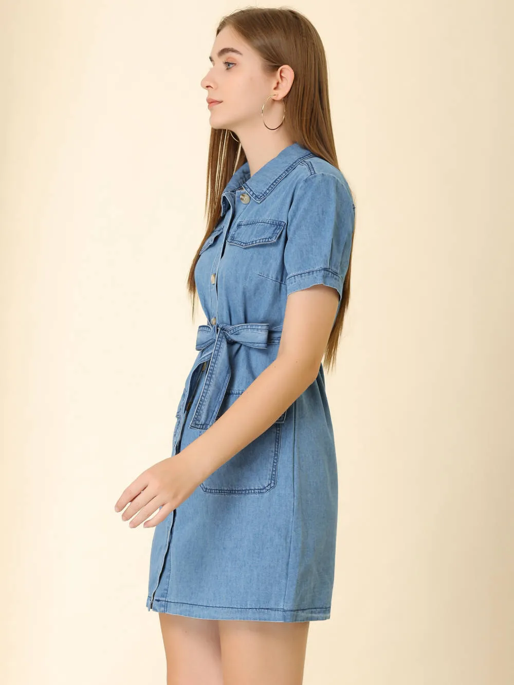 Allegra K- Belted Denim Jean ShirtDress sold by Reitmans product image thumbnail 4