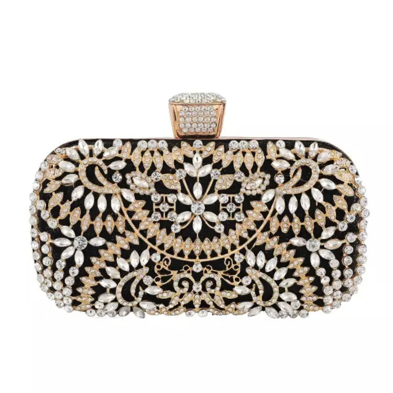 Goldtone & Black Multi Floral Crystal Encrusted Clutch - Don't AsK sold by Reitmans