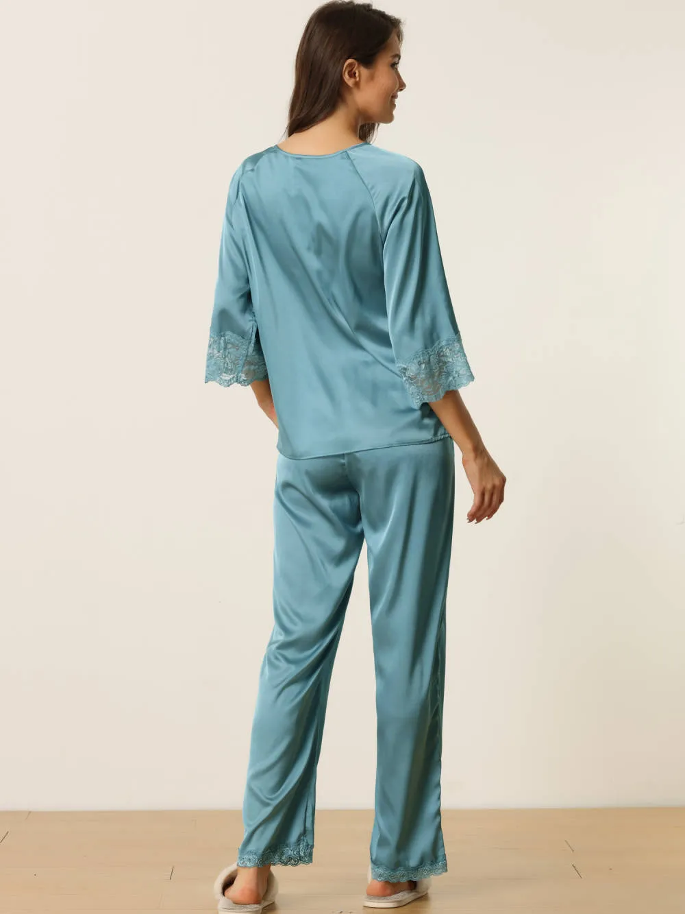 cheibear - Lace 3/4 Sleeves Lounge with Pants Pajama Set sold by Reitmans product image thumbnail 3