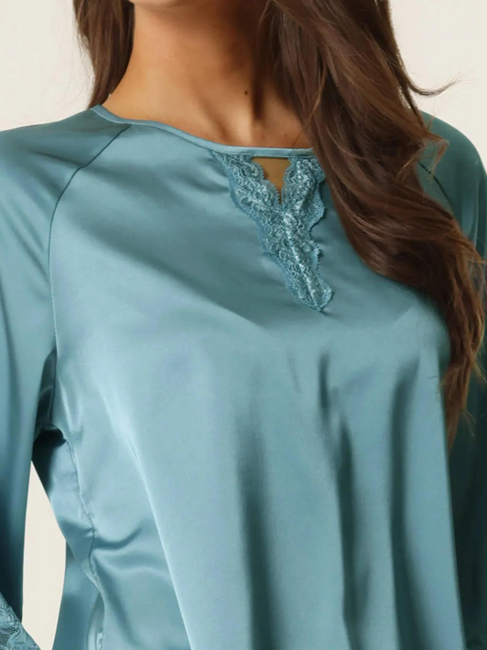 cheibear - Lace 3/4 Sleeves Lounge with Pants Pajama Set sold by Reitmans product image thumbnail 4