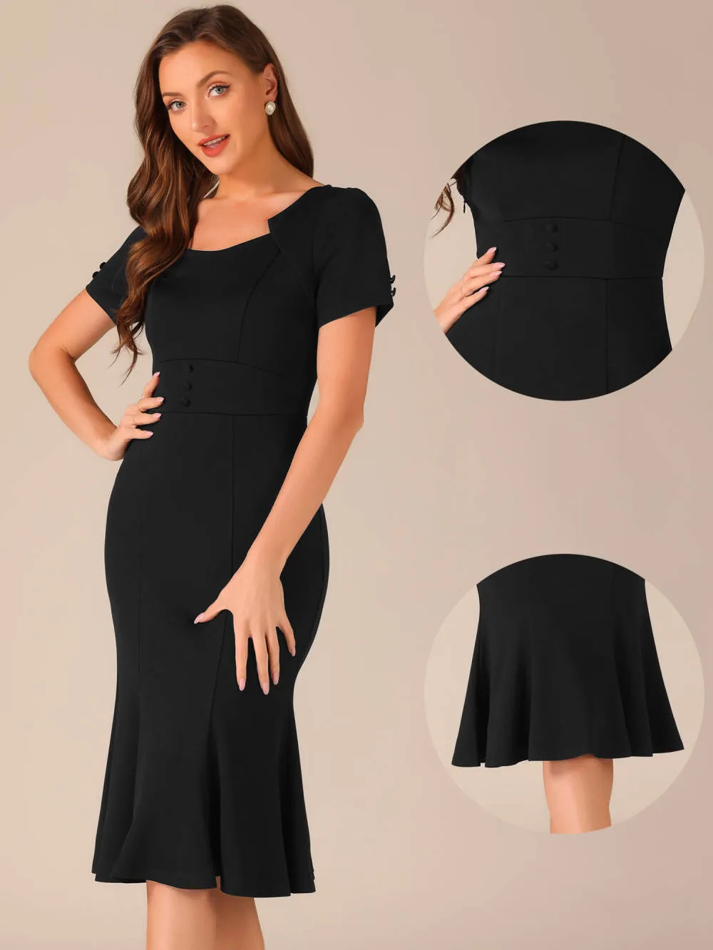 Allegra K- Fishtail Short Sleeve Bodycon Midi Dress sold by Reitmans product image thumbnail 2