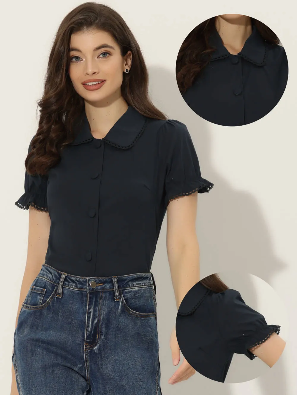 Allegra K- Doll Collar Button Down Shirt sold by Reitmans product image thumbnail 2