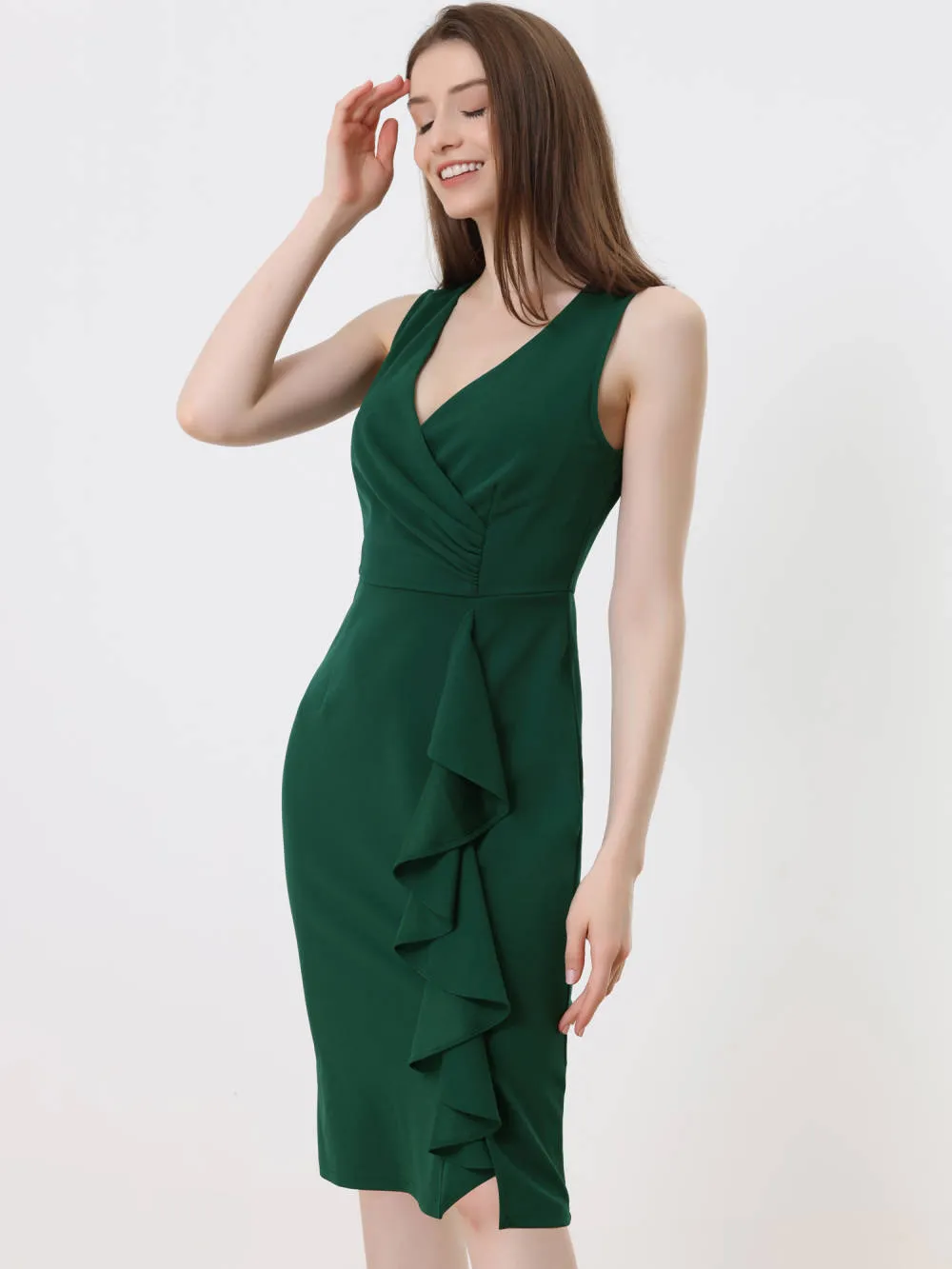 Allegra K- Sleeveless Faux Wrap V Neck Sheath Pencil Midi Dress sold by Reitmans product image thumbnail 2