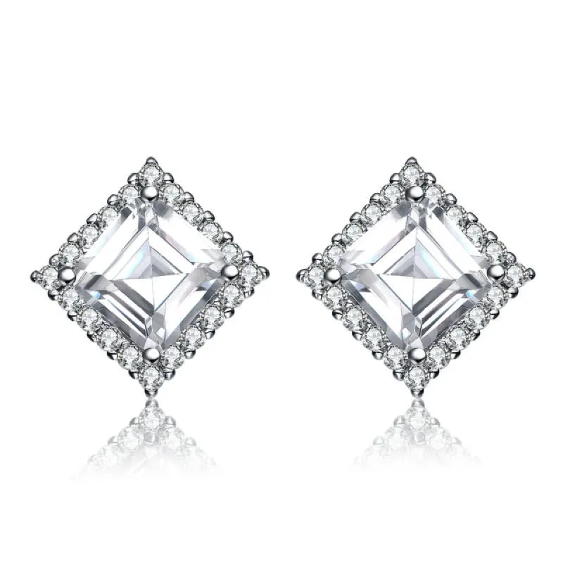 Rachel Glauber Square Stud Earrings with Colored Cubic Zirconia sold by Reitmans