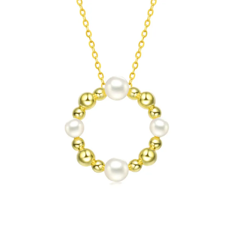 Genevive Sterling Silver 14k Gold Plated 4-5MM freshwater Pearl Round Pendant Necklace sold by Reitmans