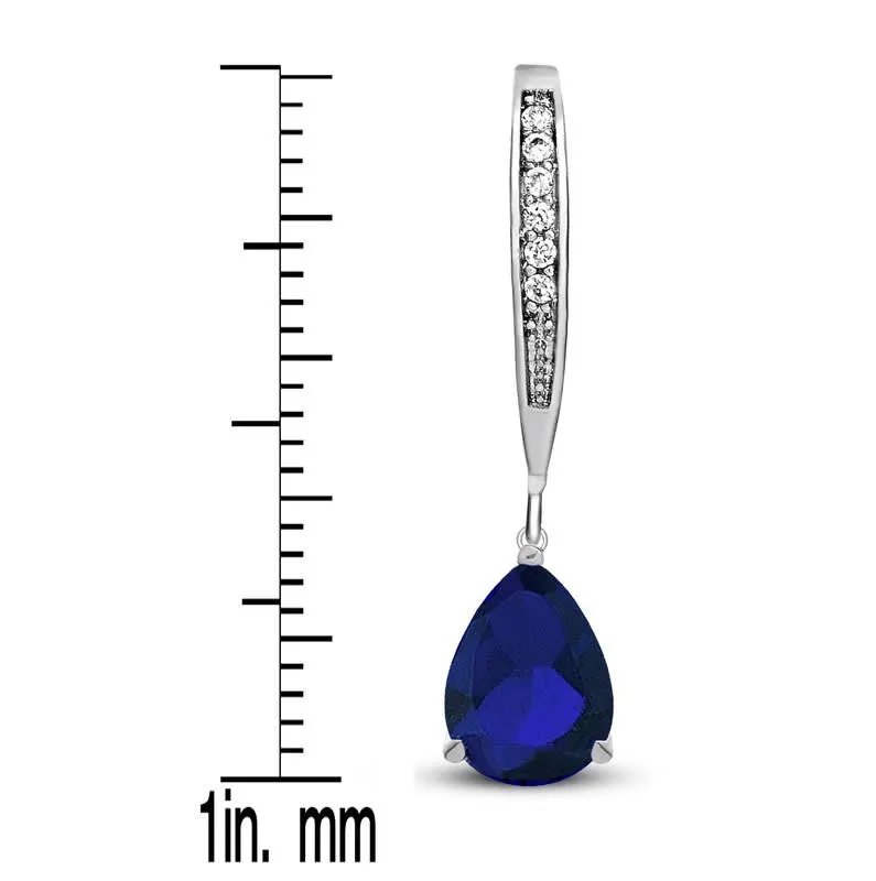 Genevive Dazzling Sterling Silver White Gold Plating with Sparkling Pear-Shaped Colored Cubic Zirconia Drop Earrings sold by Reitmans product image thumbnail 3