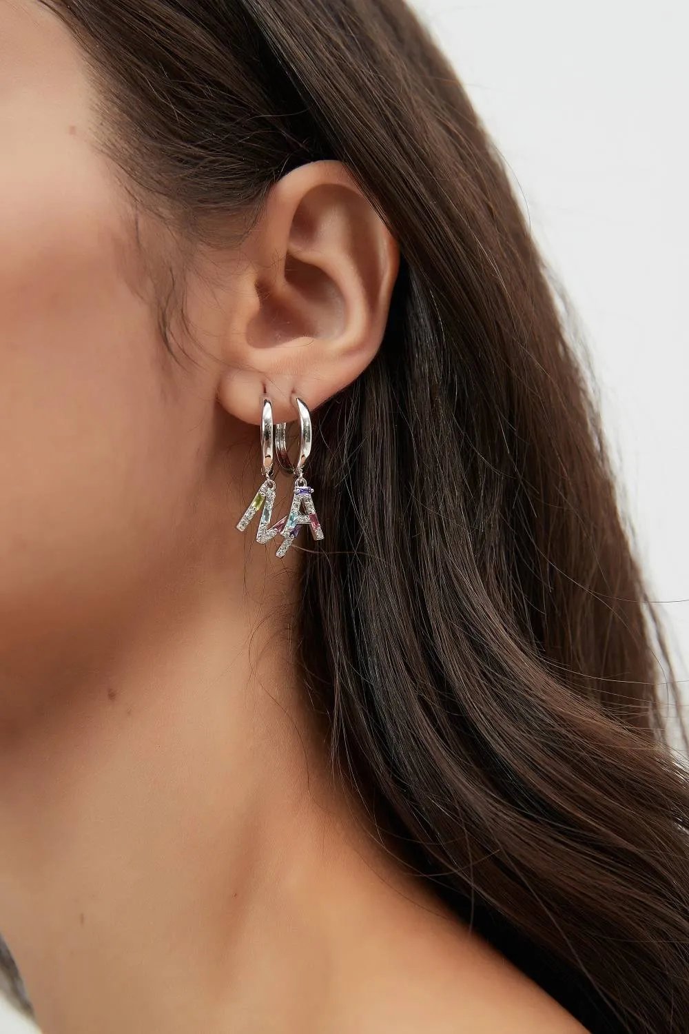 Classicharms-Single Pavé Initial Charm Drop Huggie Hoop Earring-Letter X sold by Reitmans product image thumbnail 2