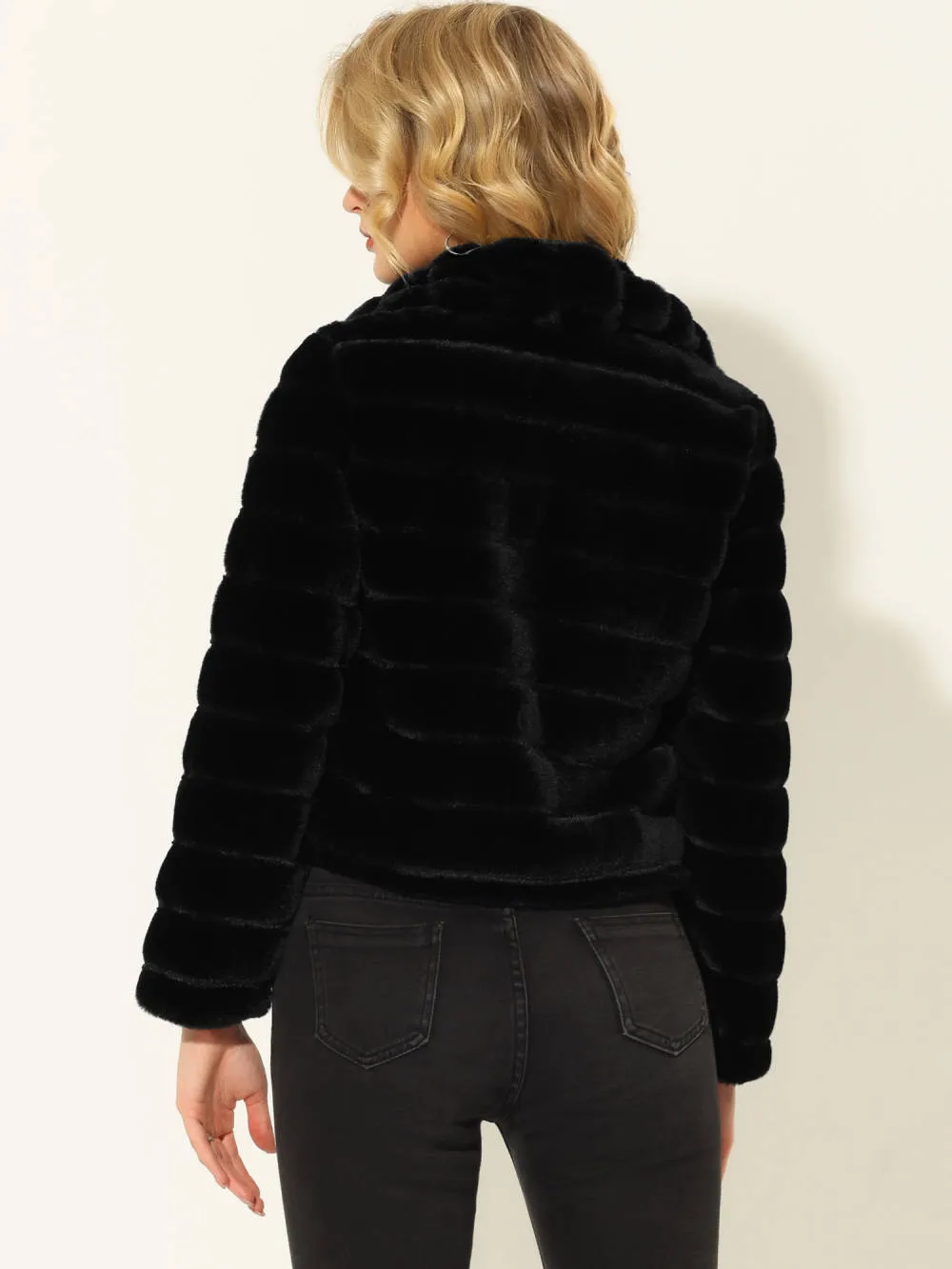 Allegra K- Faux Fur Fluffy Coat Collar Cropped Jacket sold by Reitmans product image thumbnail 4