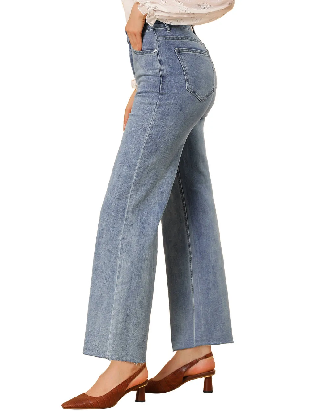 Allegra K - High Waist Straight Leg Jeans Denim Pants sold by Reitmans