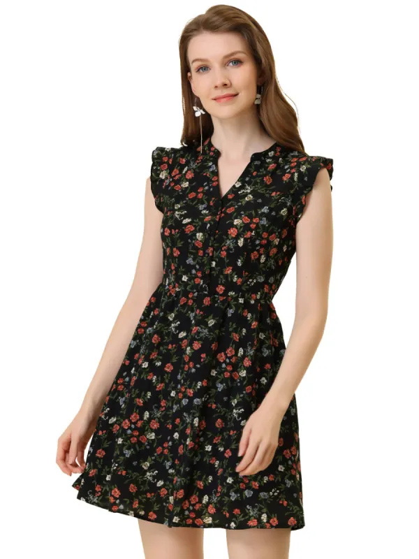 Allegra K- Flutter Sleeve Ruffle Flowy Chiffon Dress sold by Reitmans