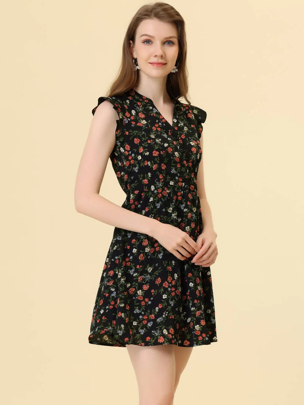 Allegra K- Flutter Sleeve Ruffle Flowy Chiffon Dress sold by Reitmans product image thumbnail 2